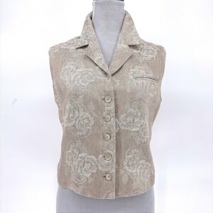 Harve Benard‎ Collection Women's 100% Linen Floral Vest Size 4